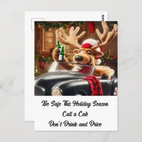 Plush Drunken Reindeer Don't Drink and Drive  Postcard