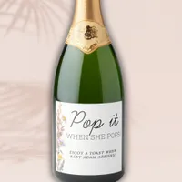 Lavender Yellow Wildflowers Pop It When She Pops Sparkling Wine Label