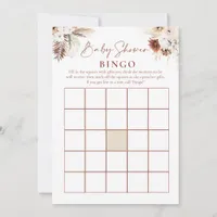 Boho Floral Pampas Grass Baby Shower Games Invitation