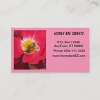 Bus. Card - Honey Bee on Pink Flower