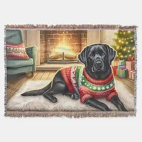 Cozy Labrador Retriever Dog Lover Christmas Throw Blanket