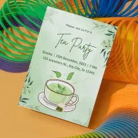 Green Watercolor Tea Party Invitation