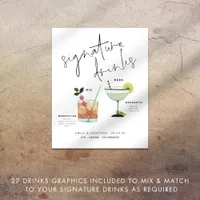 Custom Cocktails Wedding Signature Drinks Sign