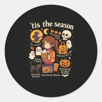 Tis The Season Halloween Anime Icons Fall Design Classic Round Sticker