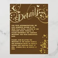 Wedding Details Whimsical Brown and Gold Boho Card