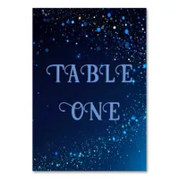 Elegant Dark Blue Sparkle Wedding  Table Number