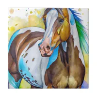 Paint Horse Watercolor Ceramic Tile