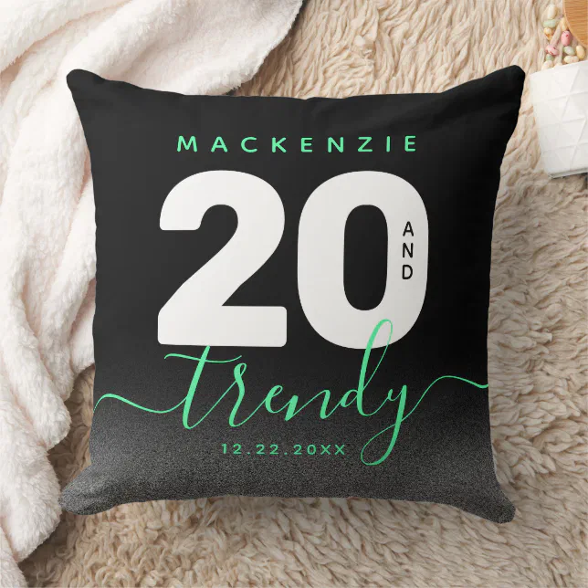 Modern Girly Mint Green 20 and Trendy Throw Pillow