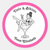 Tinis & Bikinis Team Bride Bachelorette Classic Round Sticker