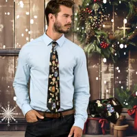 Custom Ugly Sweater Woodland Animals & Snowman Neck Tie