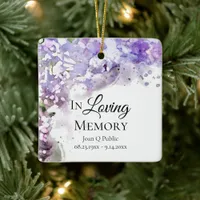 Purple Lilac Flowers Watercolor Memorial Keepsake Ceramic Ornament