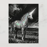 Unicorn Black and White Postcard