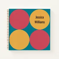 Mid-Century Modern Geometric Circle Pattern Spiral Notebook