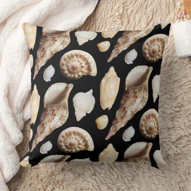 Tropical Vintage Seashells of Southeast Asia Throw Pillow