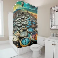 As Time Walks By AI Art Shower Curtain