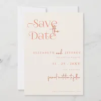 Rustic Retro Boho Terracotta Photo Save The Date Announcement