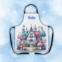 Pink & Blue Fairy Cottage Core Monogram on White | Apron