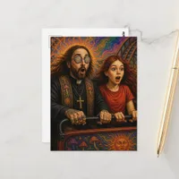 A Psychedelic priest Roller Coaster Ride Postcard