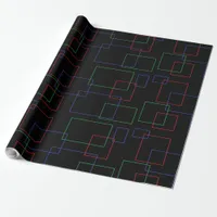 Black Red Blue Green Squares  Rectangles Abstract Wrapping Paper
