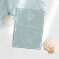 Sea Glass Beach Seashell Elegant Wedding Invitation