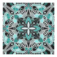 Teal and Turquoise Mandala Abstract Meditative   Faux Canvas Print