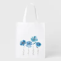 Ho'oponopono & Bohemian Blue Flowers  Grocery Bag