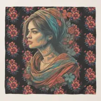 Floral-patterned scarf