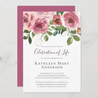 Pink Floral Celebration of Life Invitation