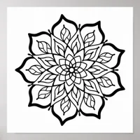 Mandala Coloring Poster – Sacred Geometry Wall Art