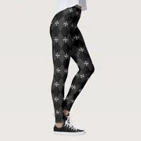 Grey and black Harlequin Gothic Cross  Leggings