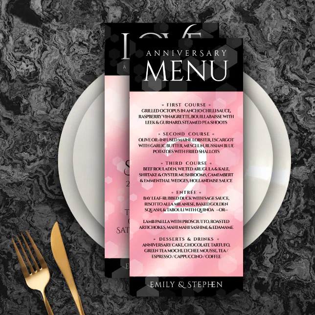 Elegant 2nd Rose Quartz Wedding Anniversary Menu