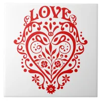 Red Love Heart Graphic Design Ceramic Tile