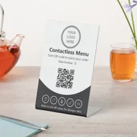 Custom Logo Allergy QR Code Contactless Menu Table Pedestal Sign