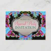 Tropical Trip Fractals Mini Party Invitations