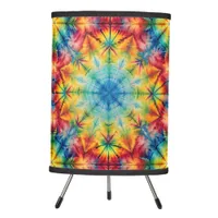  Tie Dye Spiral in Aqua Tripod Lamp