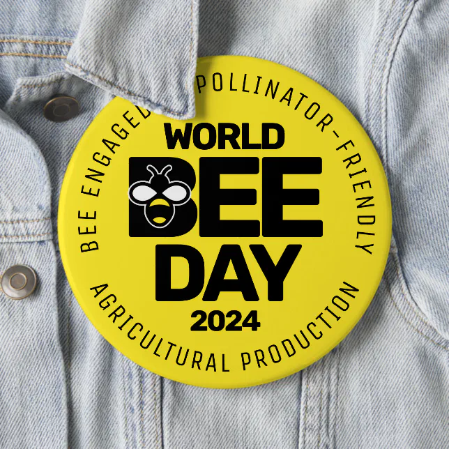 World Bee Day Yellow Black Pollinator Button