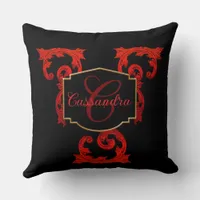 Elegant, Ornate Personalized Vintage Goth  Throw Pillow