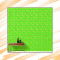 Simple Orange Floral Pattern Green Background | Wallpaper