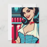 Sexy Vampire at the Retro Diner Postcard