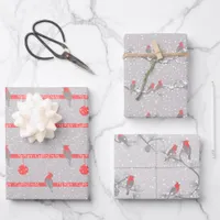 Festive Modern Red Cardinal Christmas Wrapping Paper Sheets