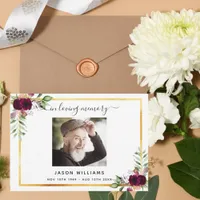 Sympathy white floral burgundy thank you photo