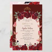 Budget Burgundy Gold Floral Princess Sweet 16