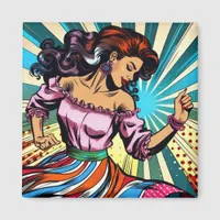 Pretty Woman Dancing Salsa Pop Art Magnet