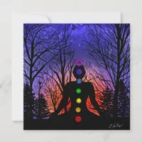 Meditation and the Trees on a starry night Sunset