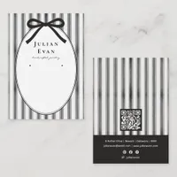 Black Coquette Preppy Stripe Jewelry Display Business Card