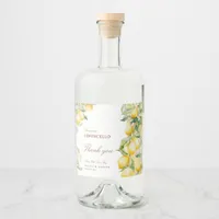 Homemade Limoncello Watercolor Lemons Thank you Liquor Bottle Label