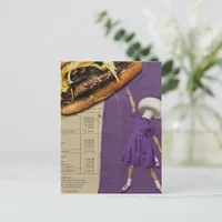 Funny Cheeseburger Mushroom Lady Collage Postcard