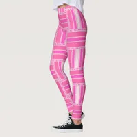 Funky Hot Pink Stripe Pattern Leggings ★Psydefx★