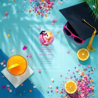 One or Two Degrees Hotter Flamingo Graduate Party Acrylic Invitations