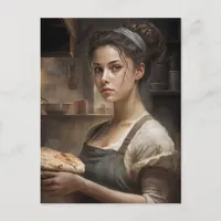 Woman Baking Bread Postcard